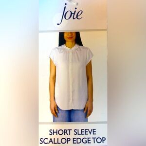 Joie Short Sleeve scalloped Edge Top NWt
